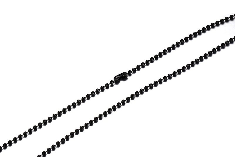 SINLEO Titanium Stainless Steel Small Beads Ball Chain Necklace for Men Women Dog Tag Link Chain Black 2.4MM 24 Inches - Image 4